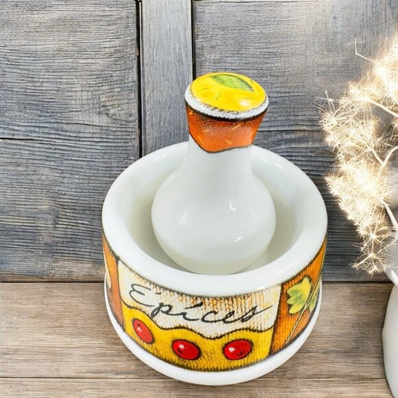 JOIE MSC International Garlic Mortar and Pestle Ceramic Grinder Herbs Spices - Picture 1 of 12